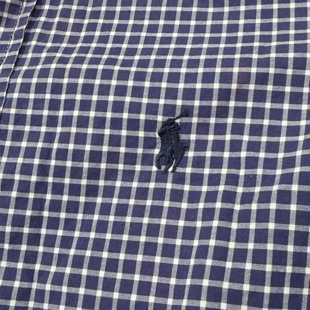 Ralph Lauren Button Up Boys Medium 10-12 Blue Plaid Shirt Long Sleeve Cotton